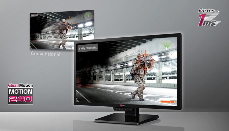 MOTION 240 with faster than 1ms response time minimizes the motion blur